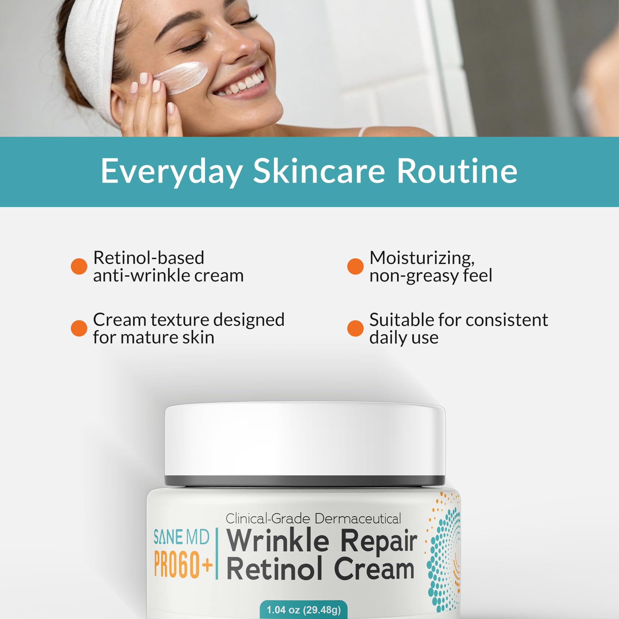 Amazon.com: SANE MD Pro60+ Wrinkle-Smoothing Retinol Cream for